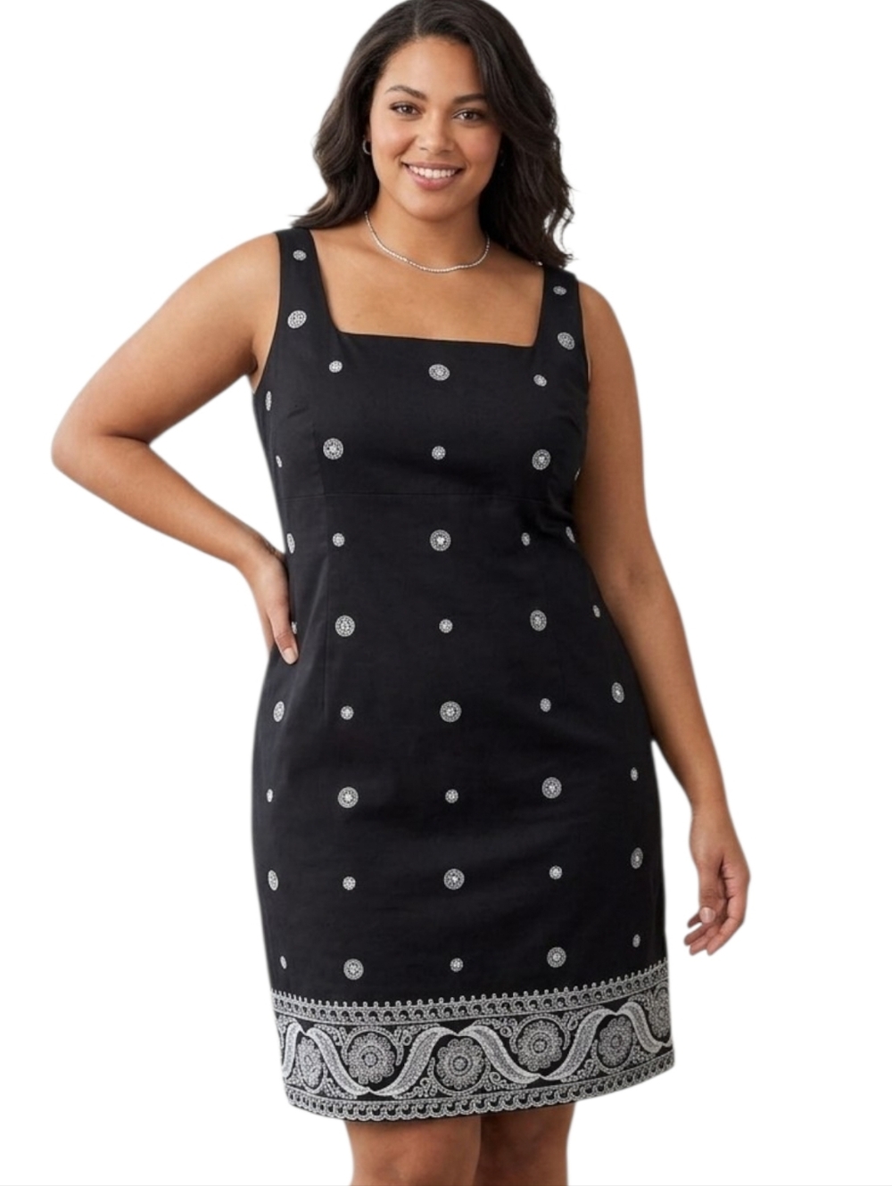 JONES NEW YORK Black Embroideted Sleeveless Sheath Dress - Size 16